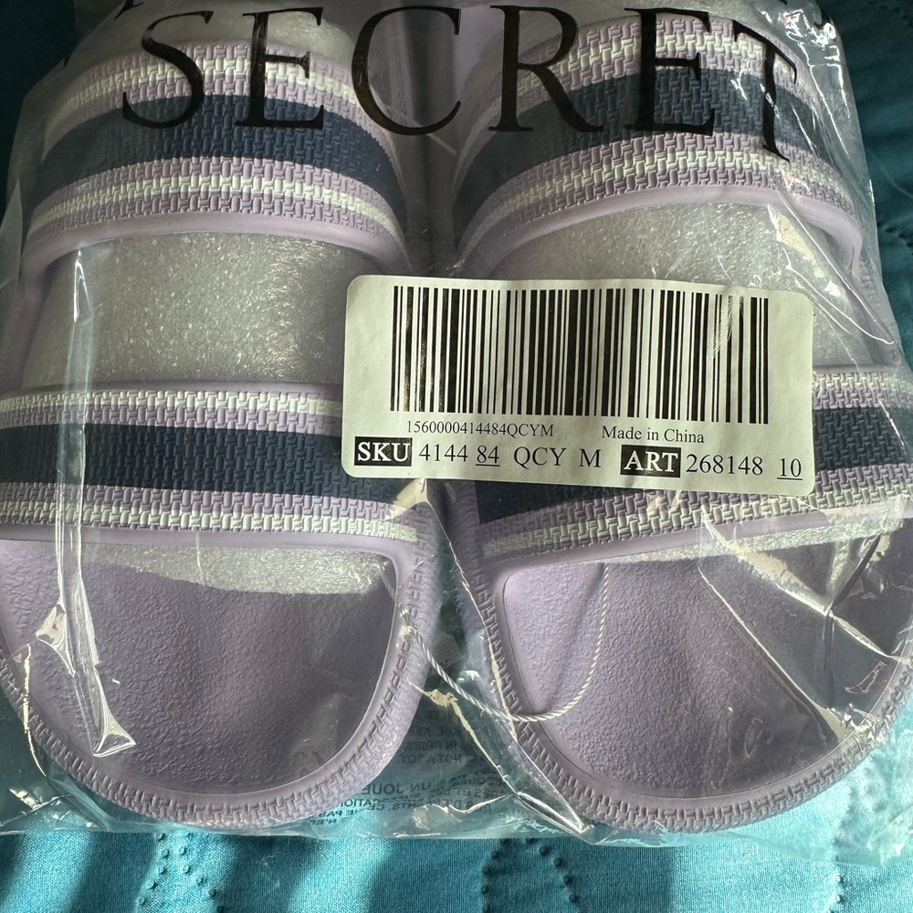 Striped Purple Slide Sandals